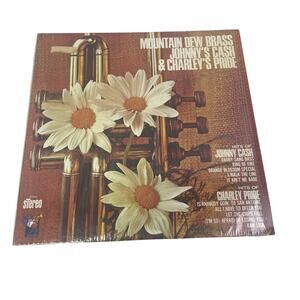 Vintage Johnny Cash Charley Pride Mountain Dew Brass Vinyl LP Record Album